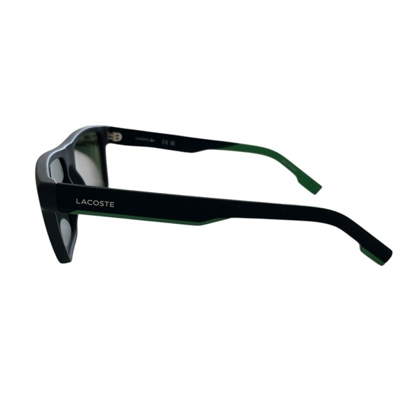 Lacoste Sunglasses in Matte Black Frame and Green Highlights - Picture 6 of 12